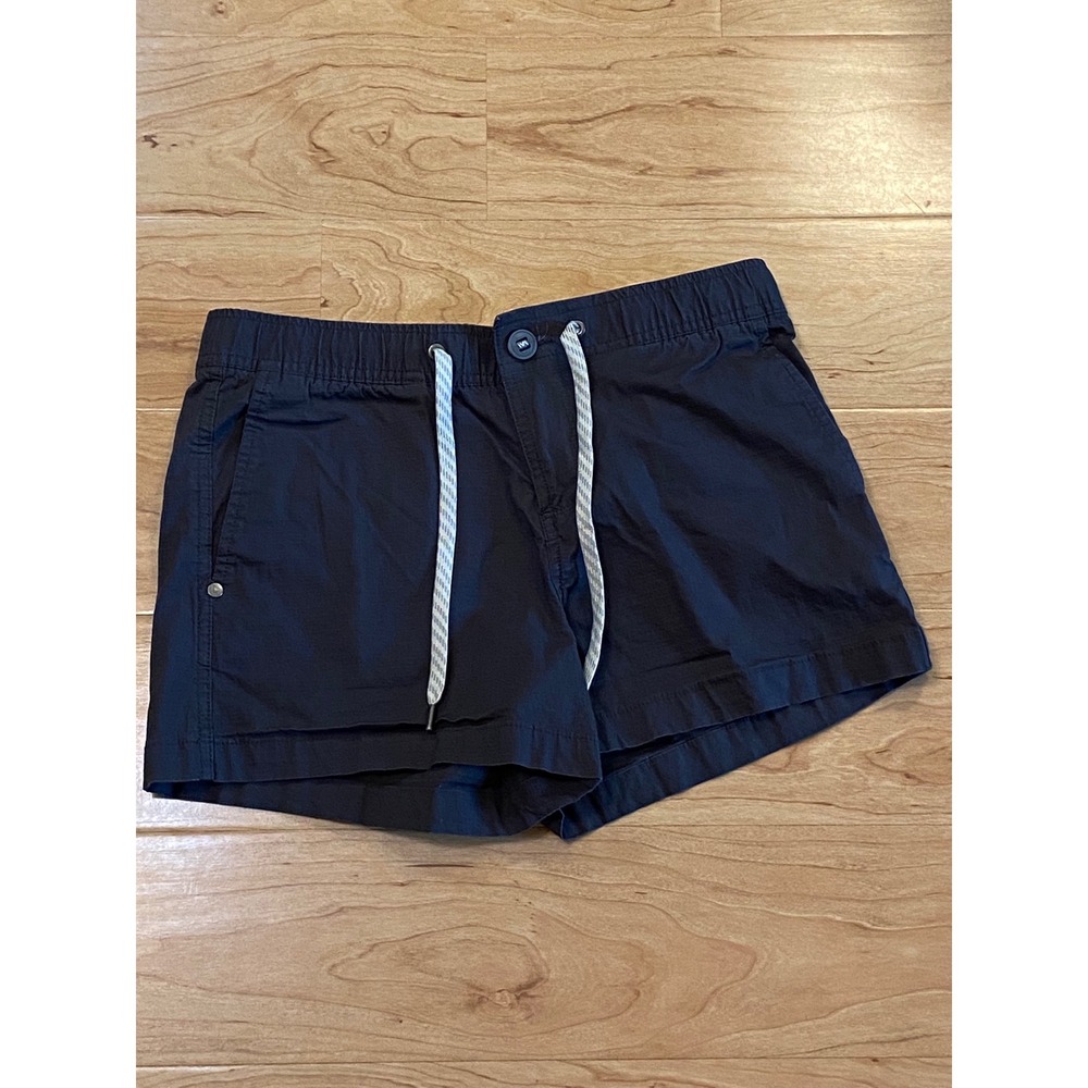 Vuori Ripstop Shorts Navy Blue Organic Cotton Drawstring Waist Small VW364